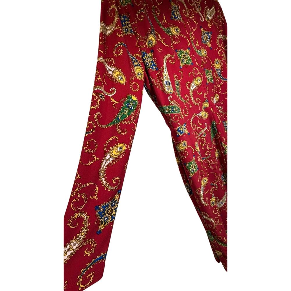 Lauren Ralph Lauren Red Paisley Faux Wrap Jersey Dress Size 10P - Picture 7 of 14